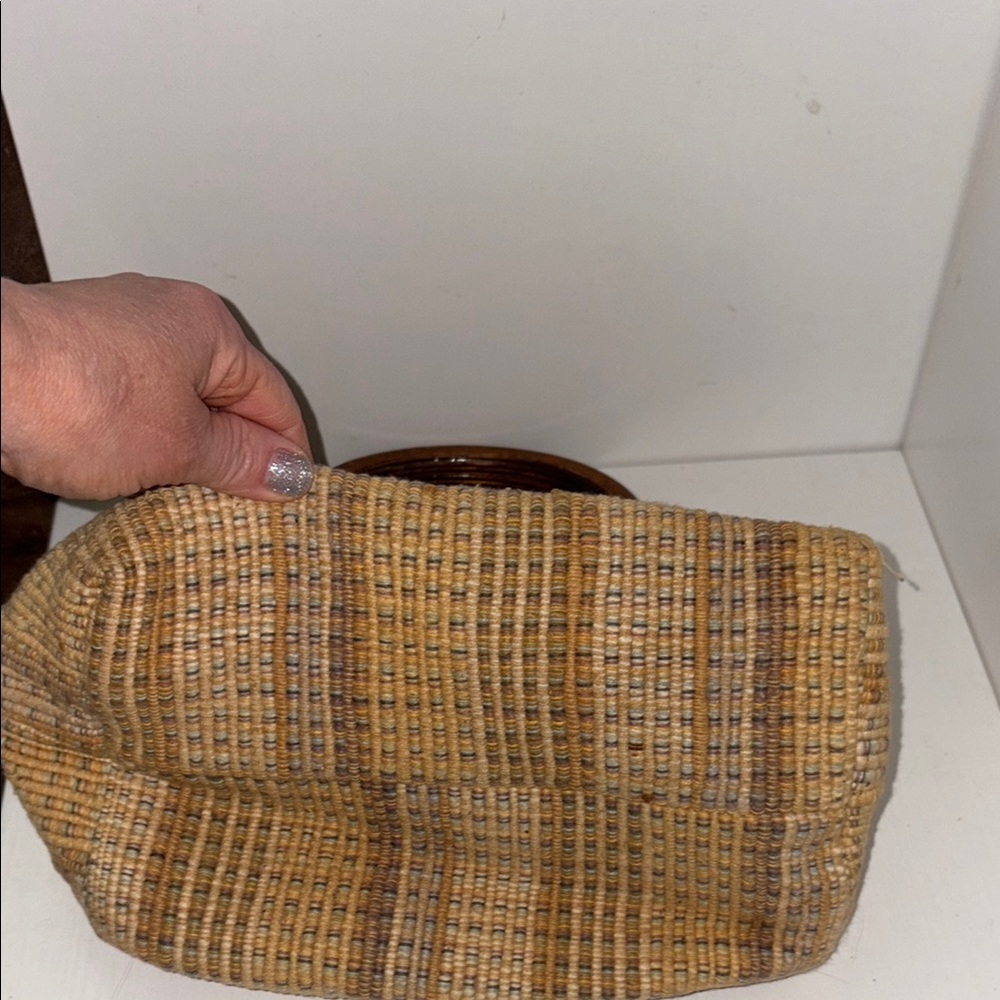 Banner House Asheville NC vintage handbag Wooden Handle woven beige quality - Picture 8 of 9